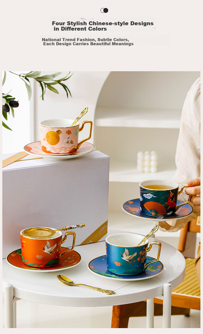 Vidsel Premium Coffee Cup Gift Set, Wedding Present, Luxurious Couple Cups, Housewarming Gift 8