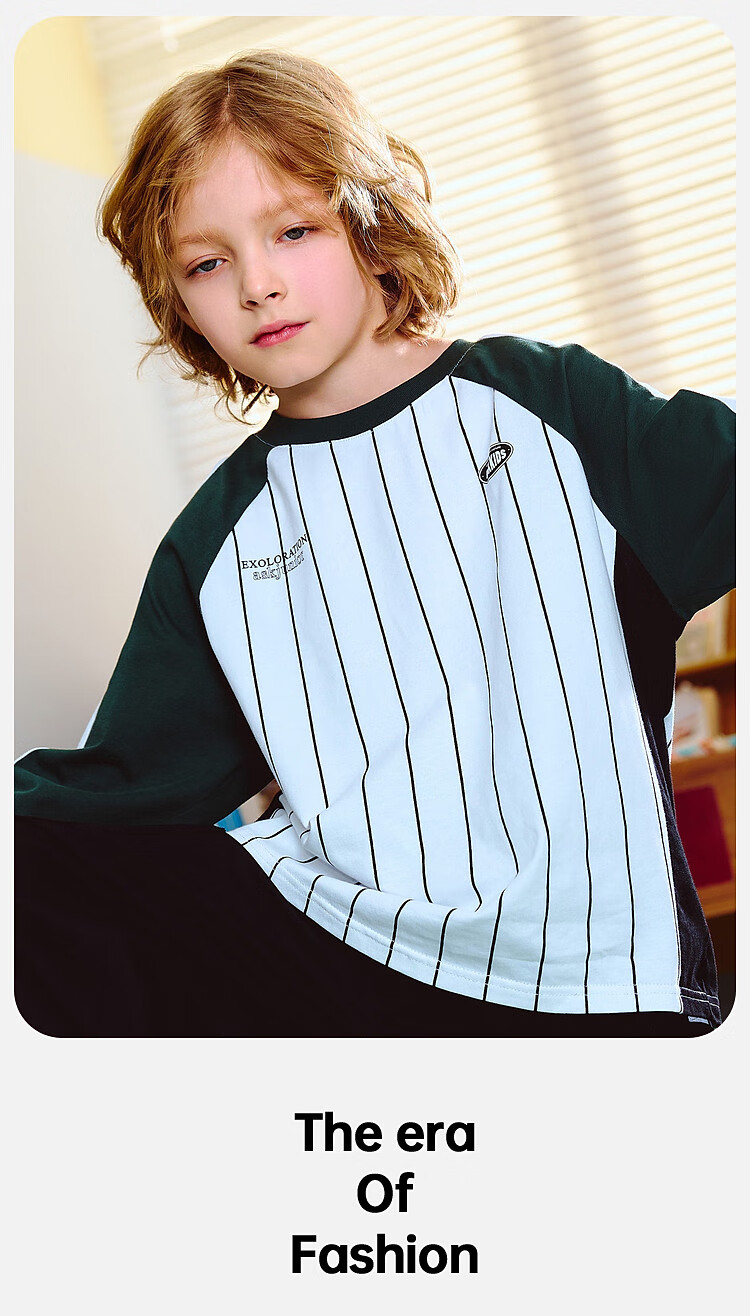 ASK JUNIOR [Pure Cotton] Children's Sports Drop-Shoulder Long-Sleeve T-Shirt, Autumn Inner Layer Pullover, Boys' Youth Wear 5