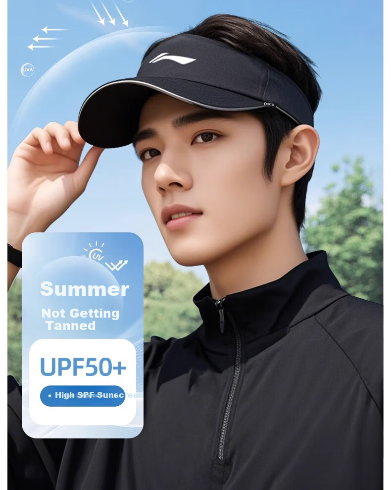 Li-Ning Visor Cap for Men And Women, Summer Sun Hat, Outdoor Hiking UV Protection Cap, Marathon Running Tennis Cap, Lightweight Sun Hat 4