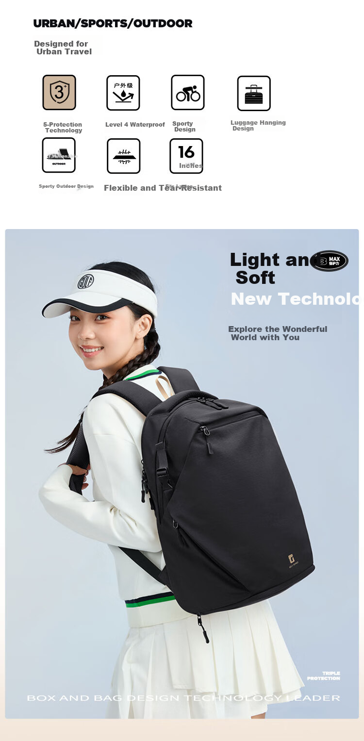 GOLF Backpack for Men And Women, Casual Laptop Bag, 15.6/16 Inch Laptop Backpack for Students, Travel Backpack 2