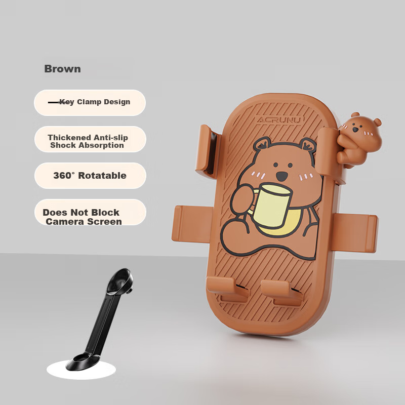ACRUNU Cartoon Electric Bike Phone Holder Motorcycle Navigation Mount for Food Delivery And Mountain Bikes Bear Stand Model