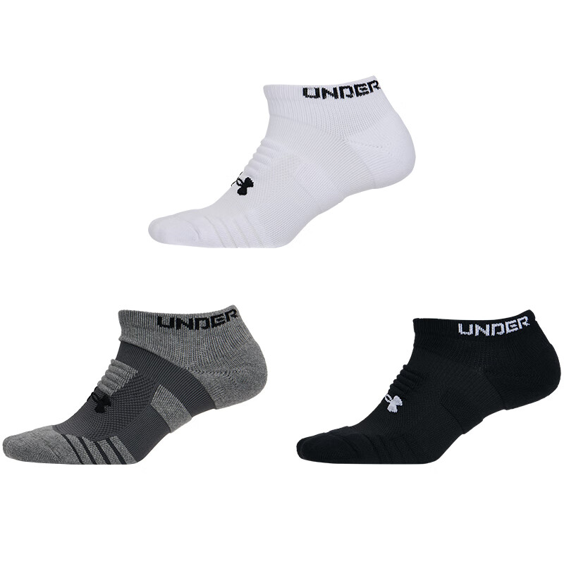Under Armour Sports Socks [3 Pairs Black White Gray] Running Badminton Socks Unisex Odor-Resistant Sweat-Absorbing Basketball Socks 1