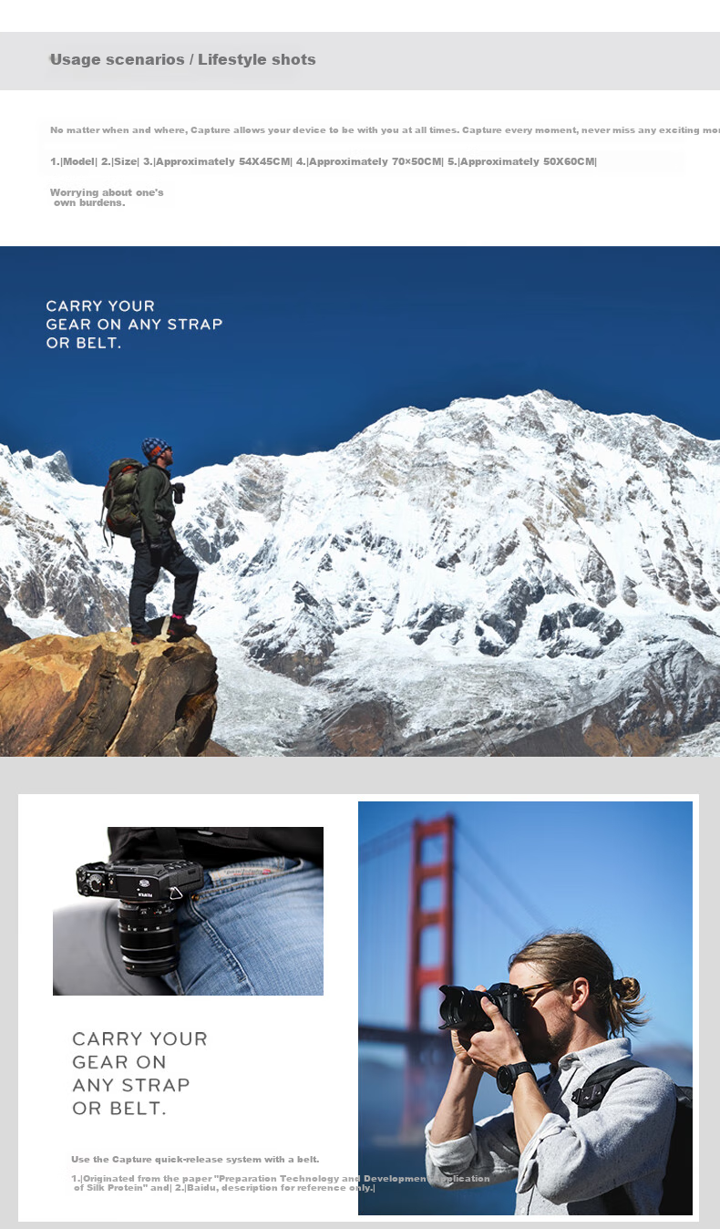 Dianfengsheji Peak Design Capture V3 Camera Quick Release Plate for DSLR And Mirrorless Cameras, Shoulder Strap Quick-Release Plate, PD Waist Strap 10