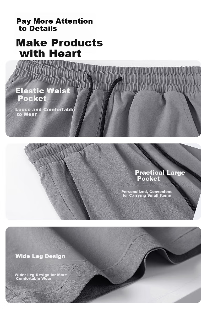 JEEP SPIRIT Quick-Dry Sports Shorts for Men, Summer Loose Casual Large Size Mid-Length Pants, Running Fitness Breathable Lightweight Knee-Length Shorts 4
