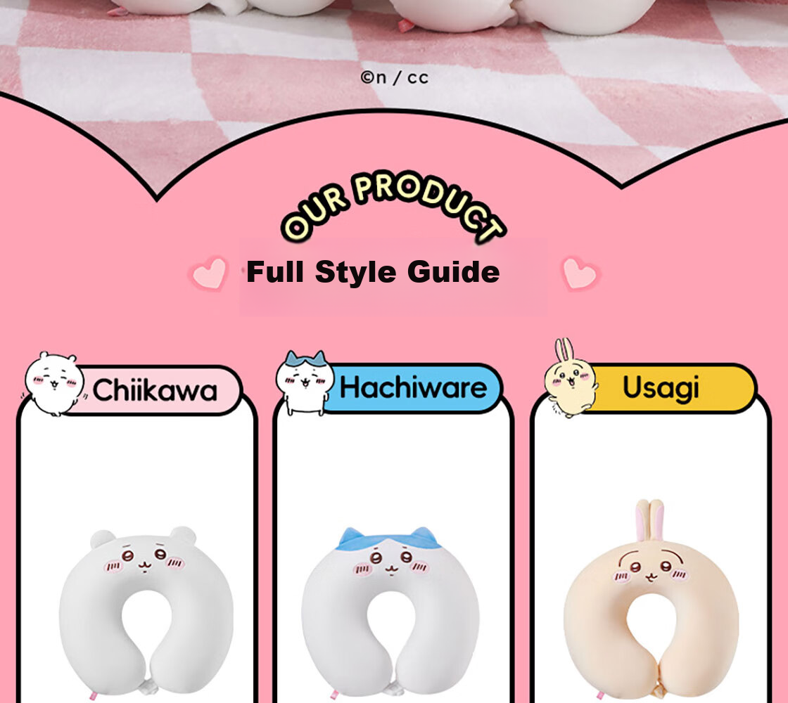 MINISO Chiikawa Series U-Shaped Pillow, Usagi Memory Foam Neck Support Pillow, Nap Pillow, Car And Airplane Neck Pillow 4