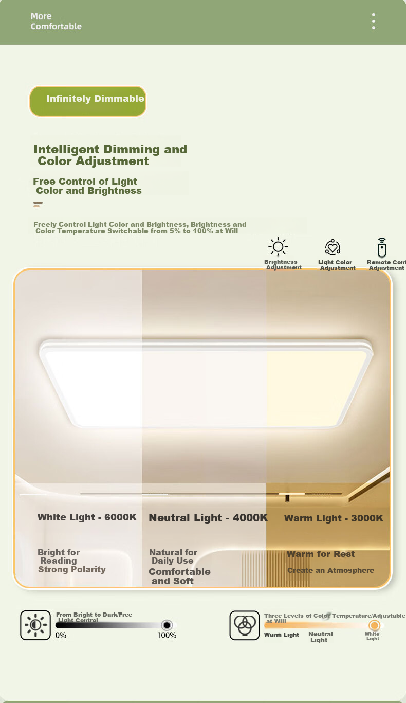 HD Full Spectrum Ceiling Light, Living Room Light, Main Light, Eye-Protecting LED Zhongshan Lighting Fixture, 26 Styles, Voice Control, High Brightness, Installation Included 11