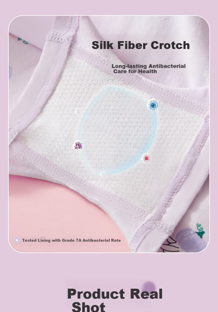 MiiOW [10A Antibacterial + Mulberry Silk Crotch] Girls' Summer Thin Breathable Boxer Briefs for Childre 10