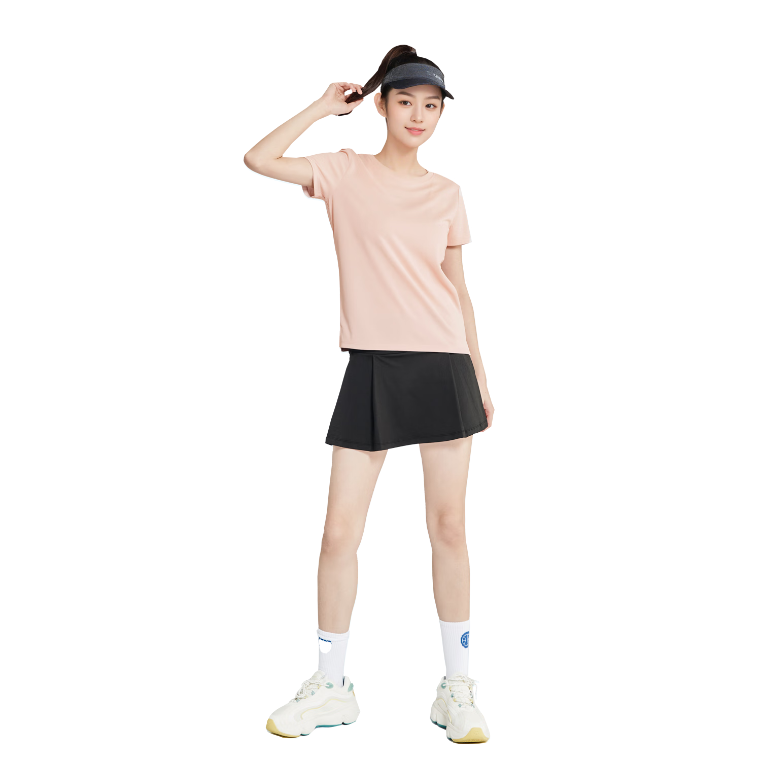 FANDIMU Women's Sports Set Anti-Glare Tennis Skirt Lightweight Breathable Running Fitness Suit Set Light Pink S