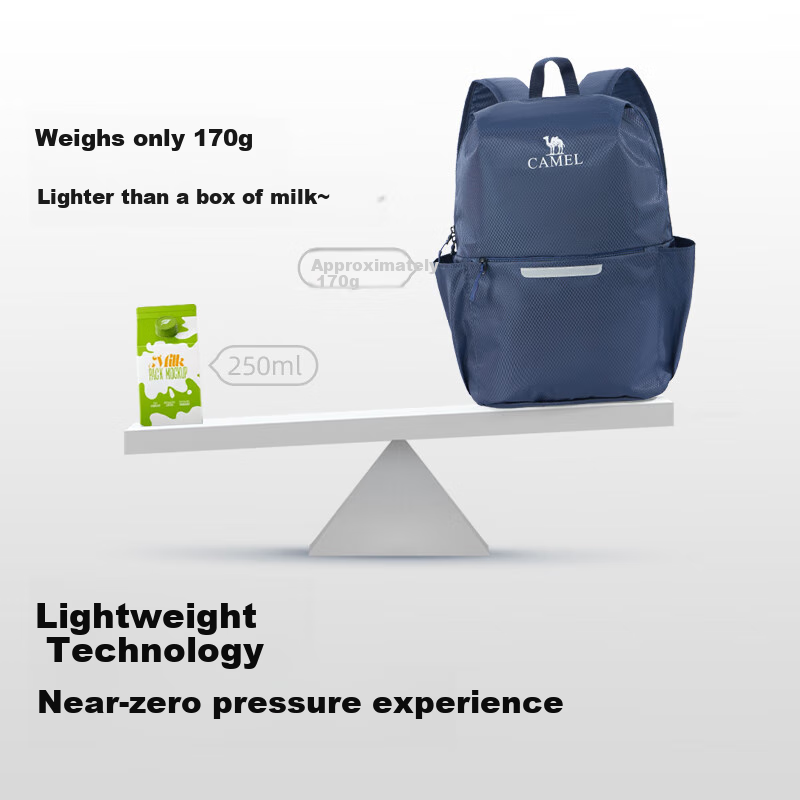 CAMEL Lightweight Backpack, Cycling Bag, Solid Color Foldable Pack, Outdoor Sports Casual Travel Hiking Bag, Navy Blue