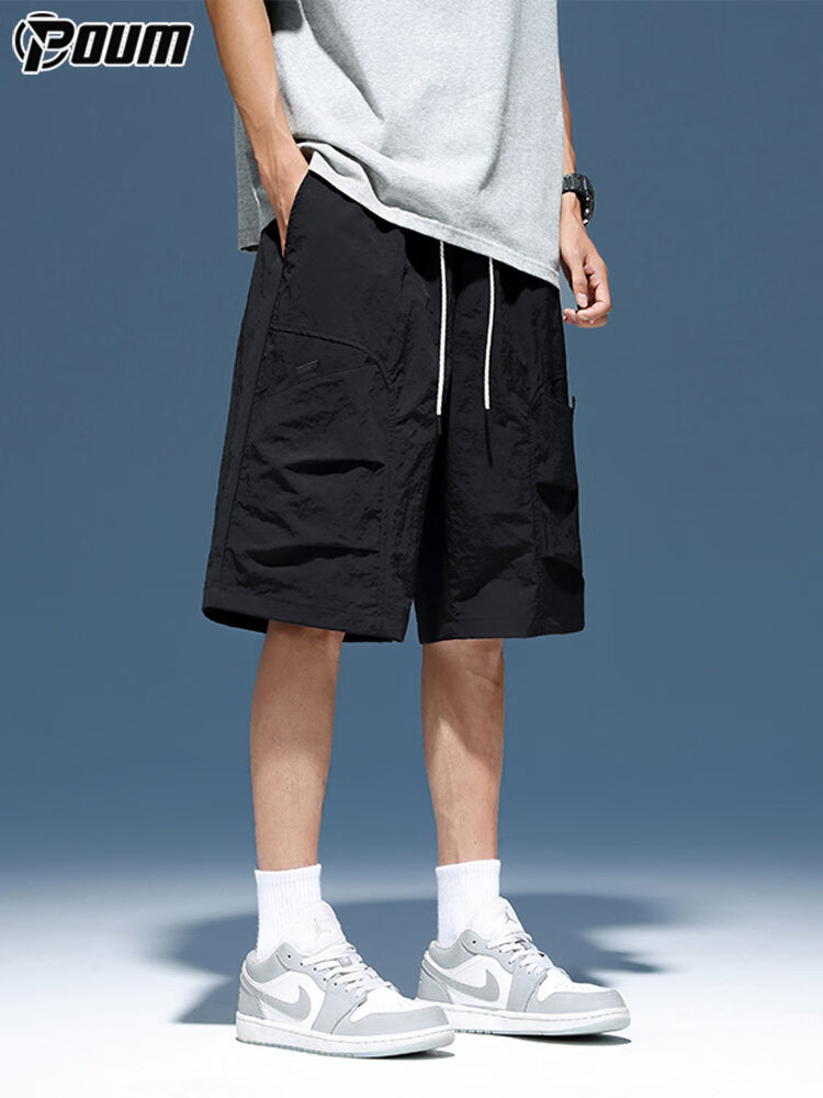 POUM Workwear Ice Silk Men's Summer Casual Quick-Dry Sports Beach Shorts 5-Point Pants 023 Purple M 3