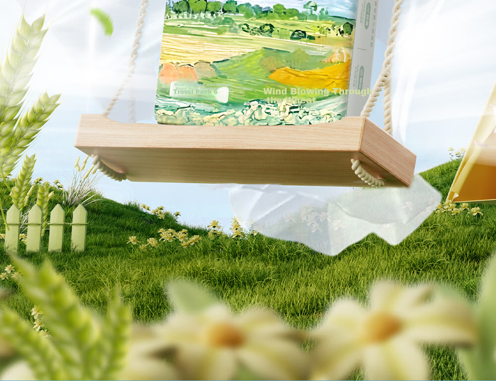BUBU Wind-Blowing Wheat Field Diapers, Size L, 6 Pieces, Ultra-Thin Breathable Wind-Feel Pants 10
