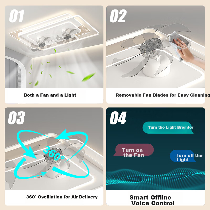 Zhangcheng LED Ceiling Fan Light, Integrated Bedroom And Dining Room Eye-Protecting Zhongshan Lighting Fixture with Installation Included