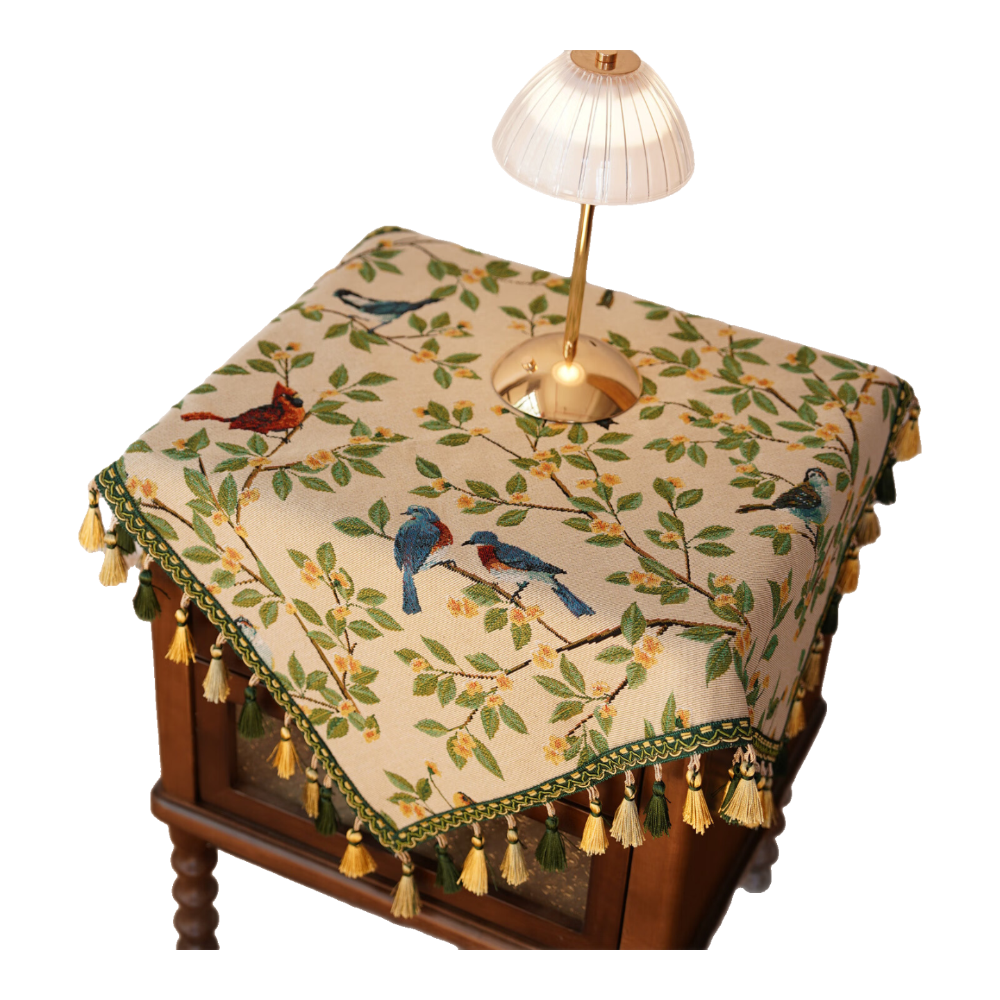 Fanyejia Vintage Style Branch Parrot Tablecloth, Table Cover, Coffee Table Cover, Bedside Table Protective Pad, Dust Cover, Photo Atmosphere