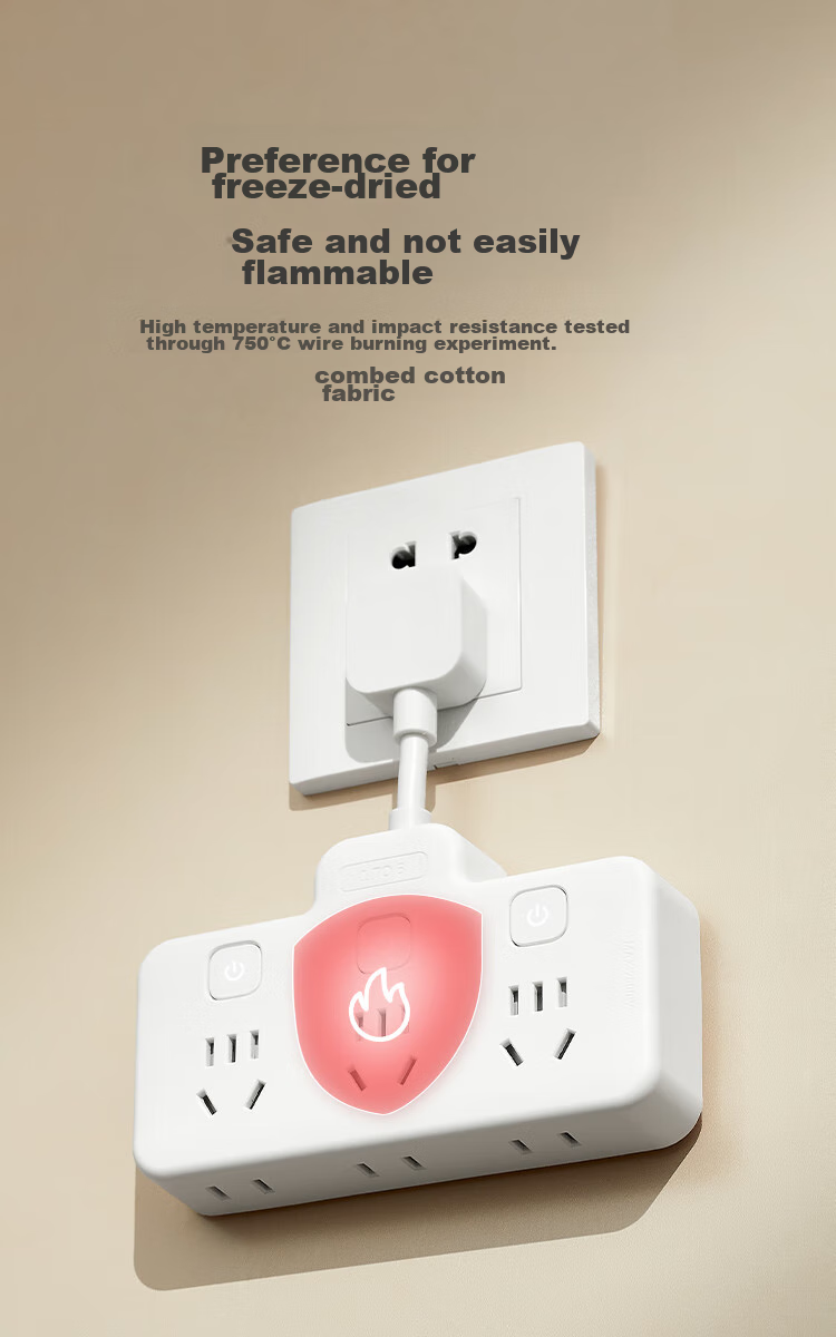 JD Original Flexible Conversion Plug / Delta-Shaped One-To Socket, 6-Outlet Controlled Extension Cord Socket, Smart Socket, Compatible with Gou Niu Multi-Plug Table Lamp Socket 9