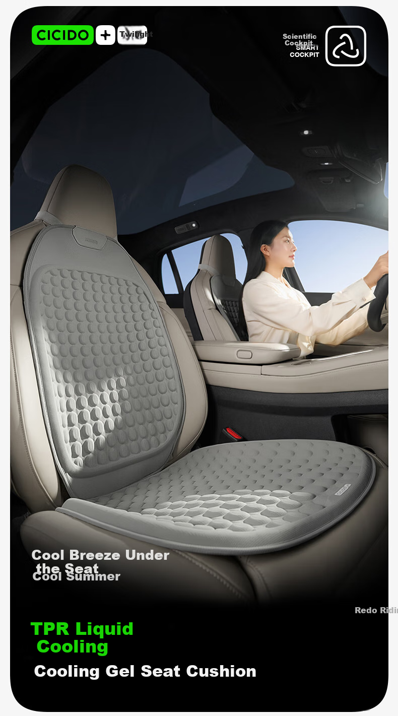 CICIDO Car Seat Cushion, Summer Automotive Seat Cooling Gel Pad, Ventilated And Breathable, All-Season Universal, for BMW, Audi, Tesla 1