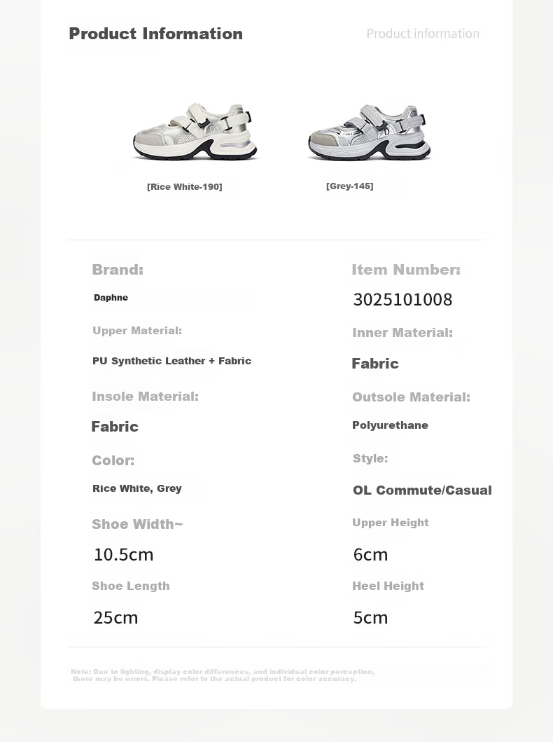 DAPHNE Thick-Soled Casual Sandals for Women, Summer 2025 Heightening Dad Shoes Versatile Breathable Sneakers, Gray And Silver, Size 37 5