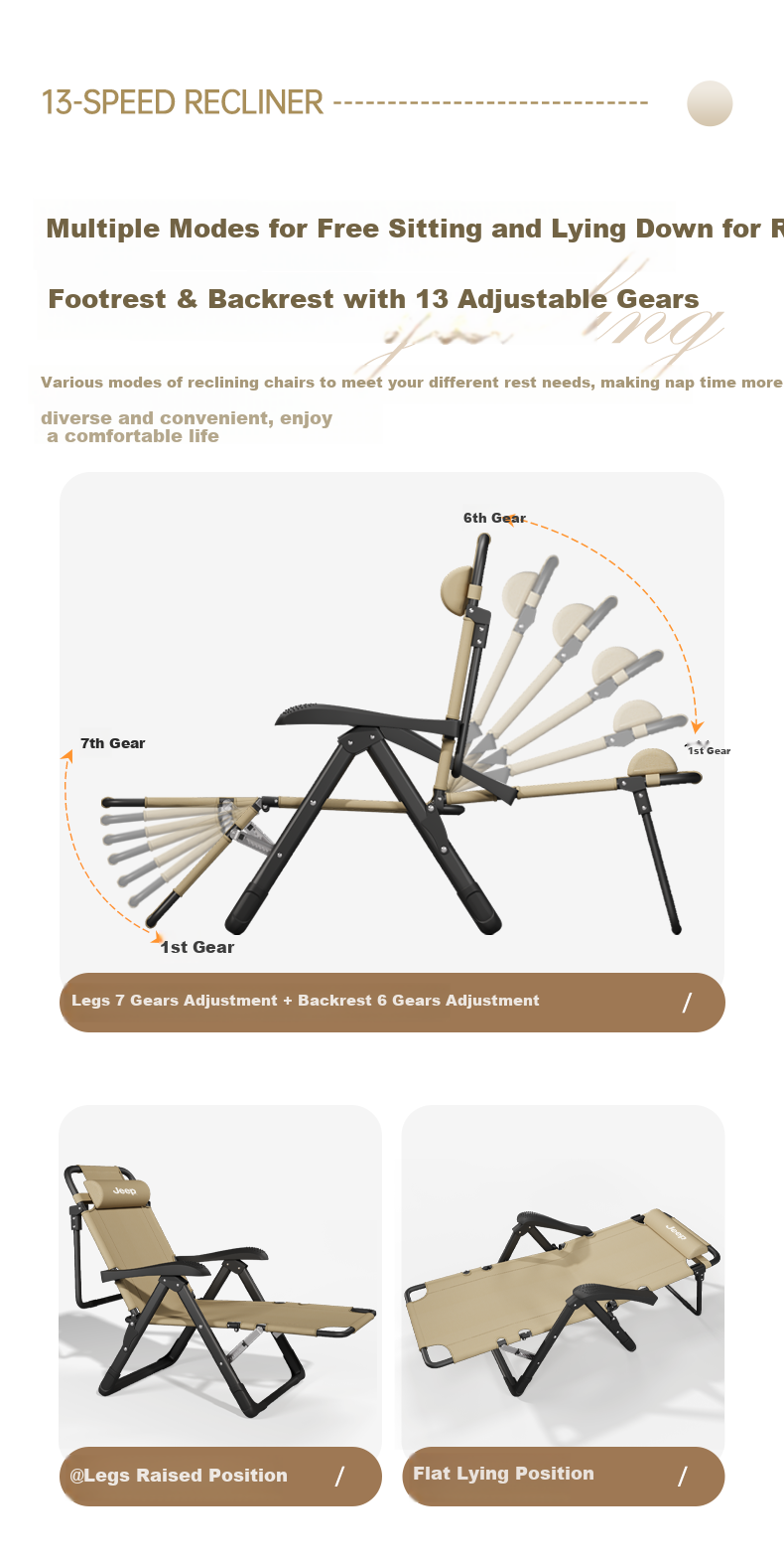 JEEP Folding Bed Lounge Chair Office Nap Bed Single Bed Nap Folding Chair Accompanying Bed Camp Bed Thickened Cotton Pad 6