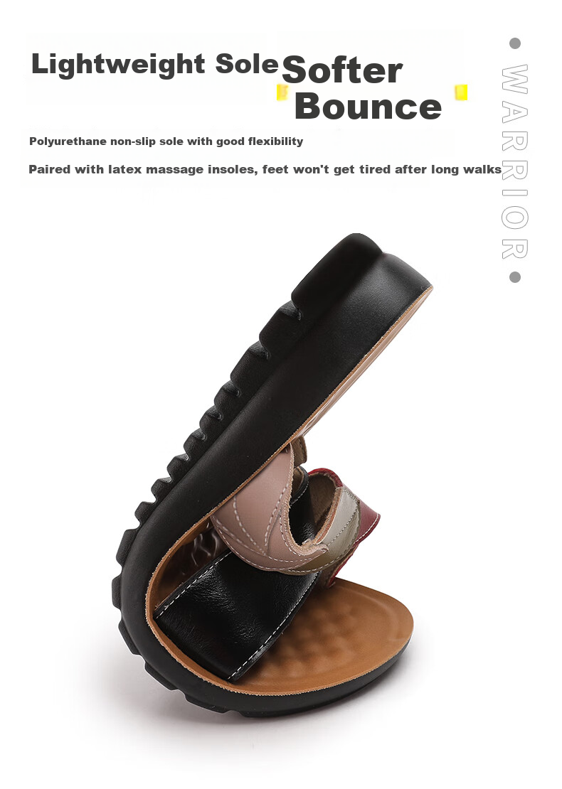 Huili Mom's Sandals for Middle-Aged And Elderly Women, 2026 New Summer Style, Soft-Soled Genuine Leather Slippers for Seniors, 0680 Beige, Size 35 3