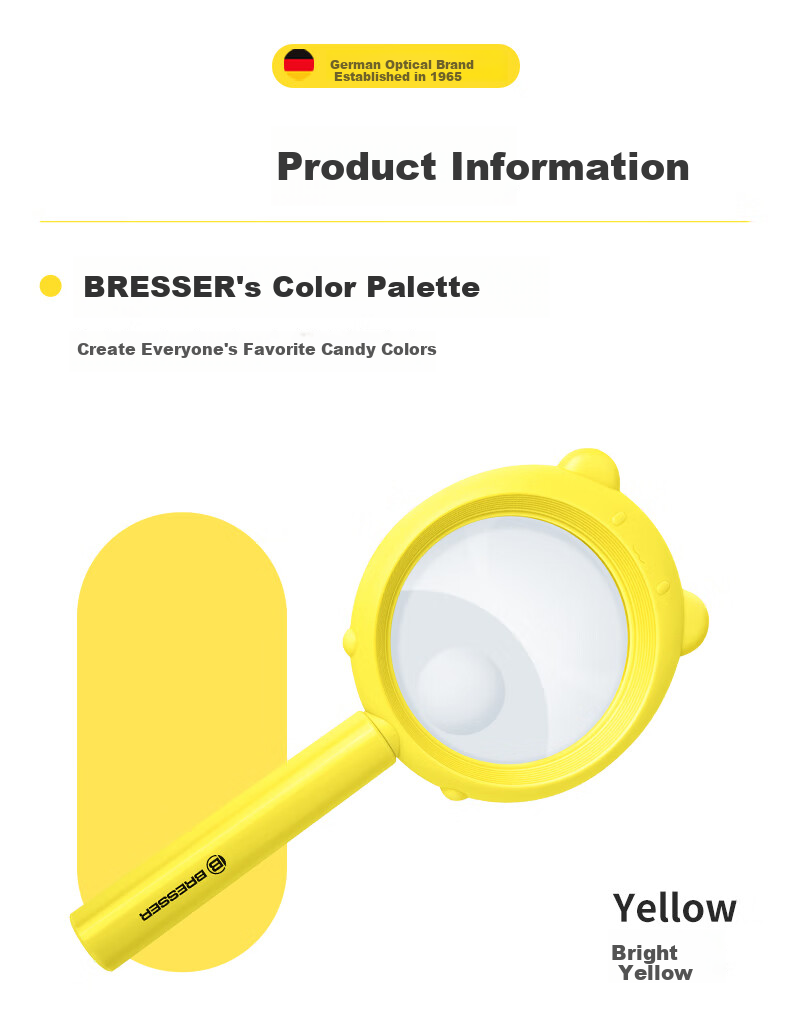 Bresser Magnifying Glass, Children's Toy Reading Tool with LED Light, Handheld High Magnification Special Edition without Light, Pink, New Year Gift 14