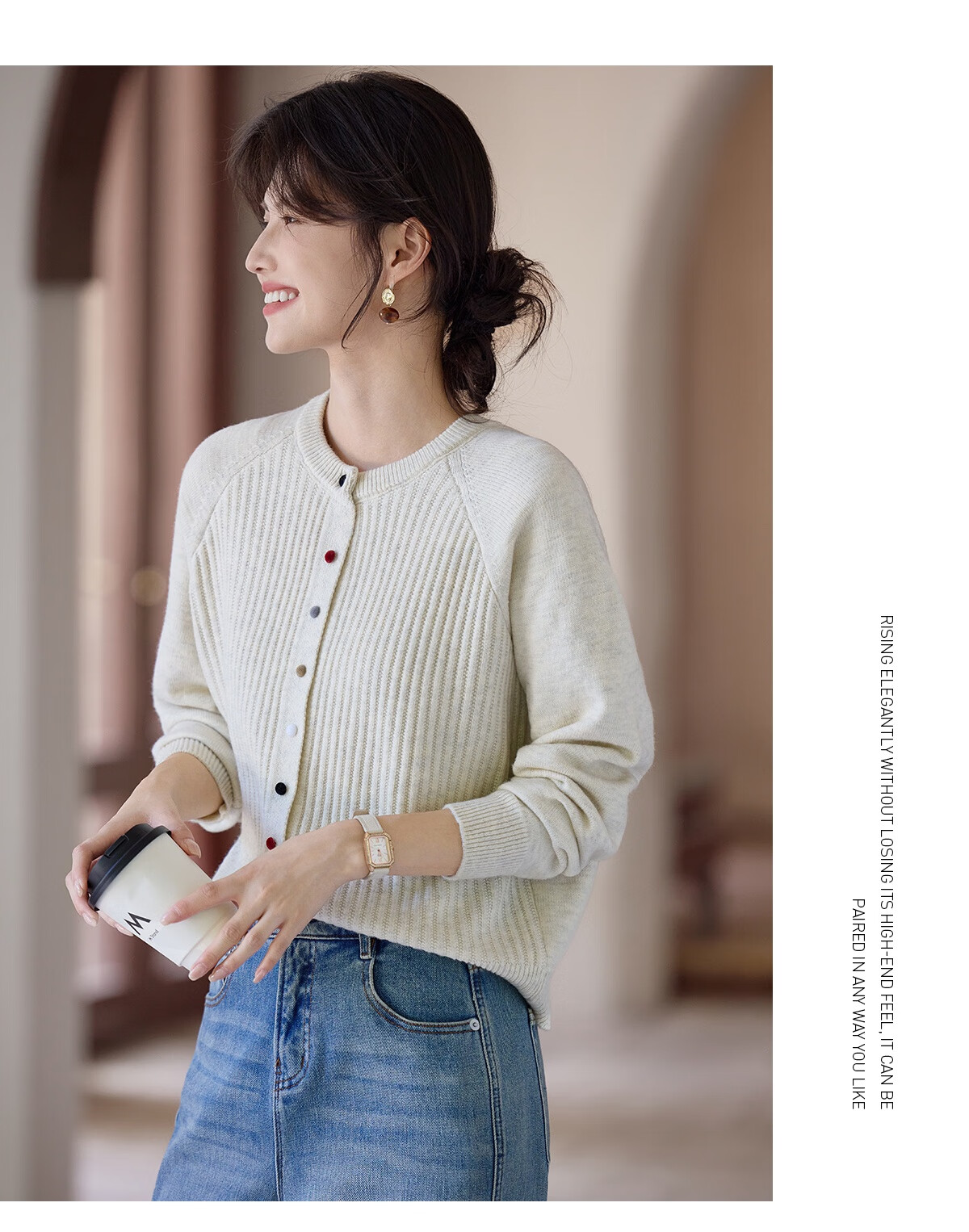 She Enjoy Knitted Cardigan Women Raglan Sleeve Sweater Jacket Red Versatile Knit Top Outerwear T53Z127 14