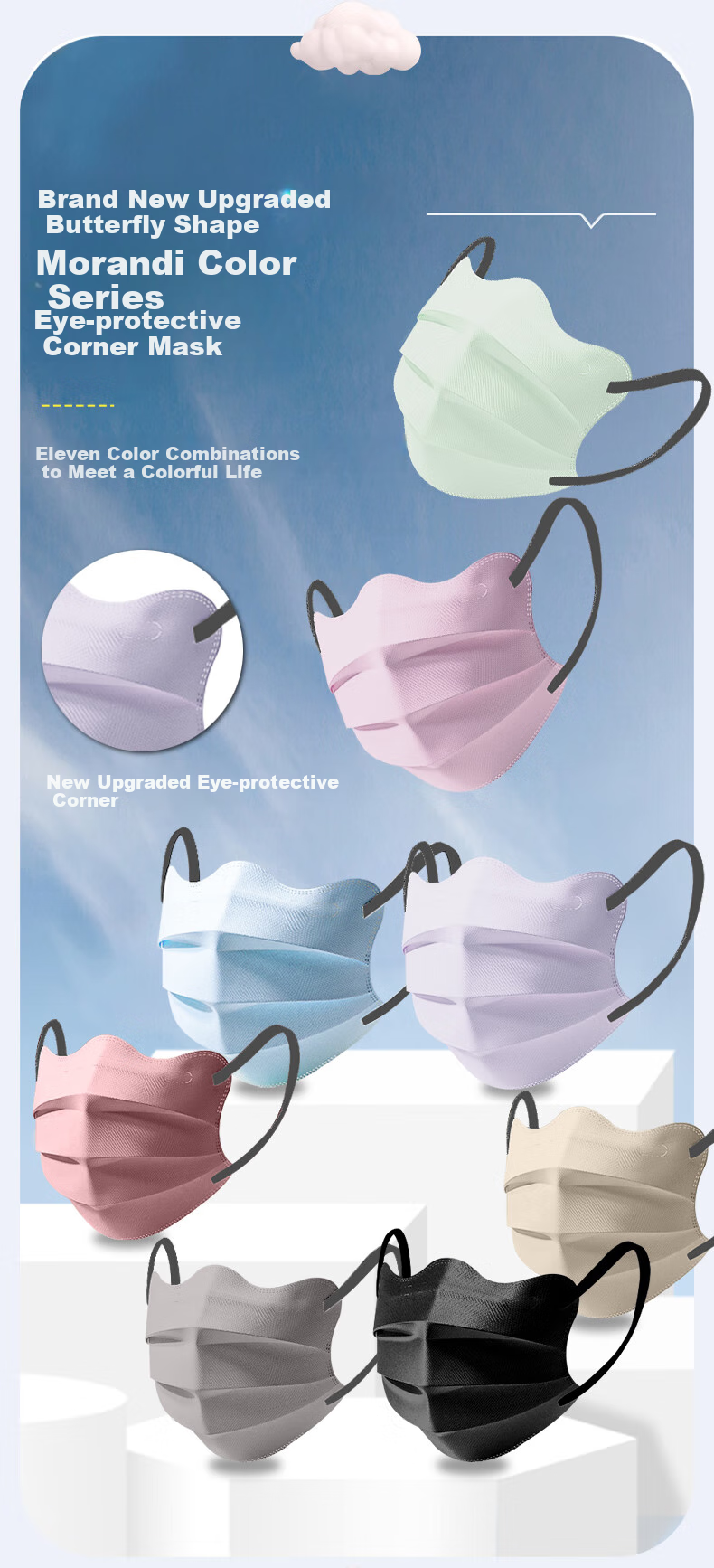 Zhierkang Disposable Adult Face Masks, Three-Layer High-Quality, Summer Lightweight Breathable Dust-Proof Sun Protection Individually Wrapped, Smoky Gray 100 Pieces 1