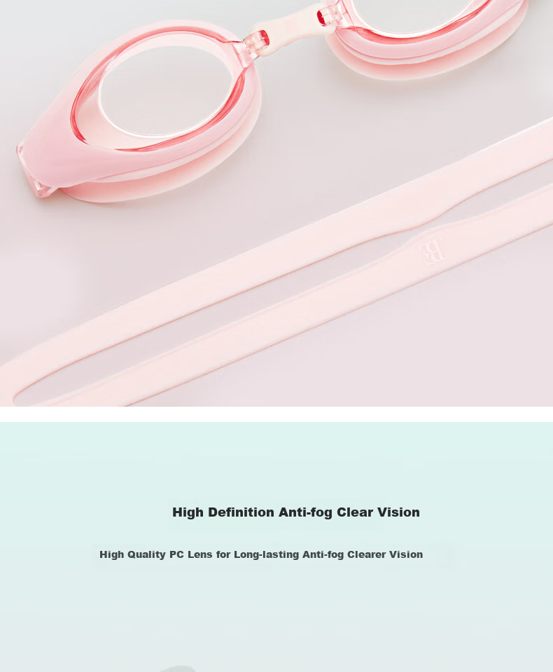 BALNEAIRE Children's Silicone Swimming Goggles, High-Definition Anti-Fog Clear Non-Slip Clip Adjustable Professional Training Swimming Goggles, Strawberry Pink 4