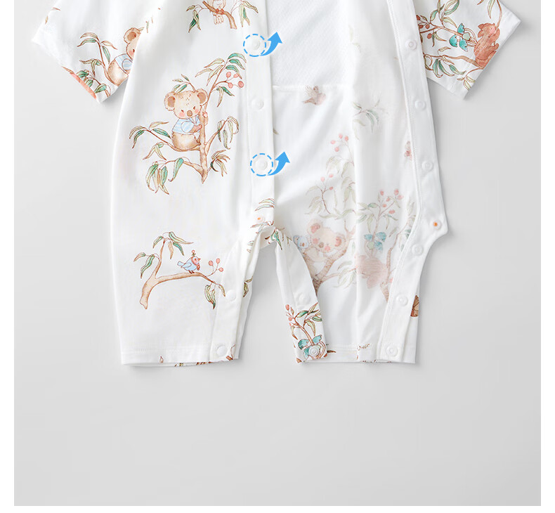 Beitaisi Baby Clothes, Summer Breathable Thin Mesh, Infant Romper, Three-Quarter Sleeve, Pure Cotton Class A Air Conditioning Wear 12
