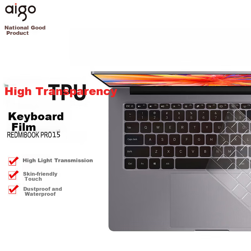 Aigo Laptop Keyboard Cover, Ultra-Thin TPU Invisible Protective Film, Dust-Proof And Waterproof, Suitable for Xiaomi Redmi Book Pro 15 (2022 Model)