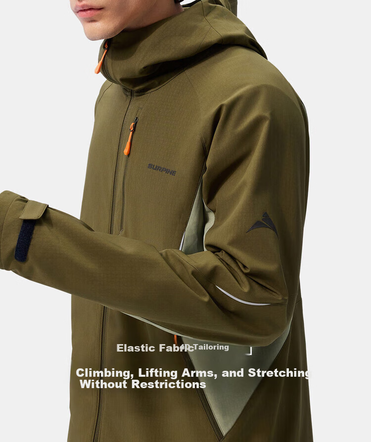 SURPINE Hooded Soft Shell Jacket for Outdoor Sports, Hiking, Mountaineering, Windproof And Water-Resistant Coat, Misty Gray, Size M 4