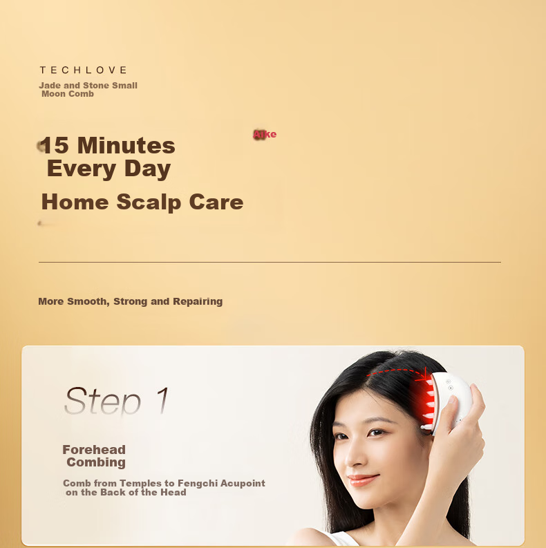 Keaiyuansu Small Moon Comb Gift Box Edition, Red Light Stimulating Comb for Hot Compress Head And Scalp Massage Meridian Comb, Hair Health Comb with Five-Finger Wide Teeth, Mid-Autumn Festival Gift for Parents Or Girlfriend, Practical Present 12