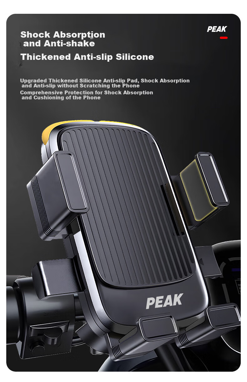 PEAK Electric Vehicle Phone Holder, Motorcycle Delivery Rider Courier Navigation Anti-Shake Bicycle Riding Phone Mount 4