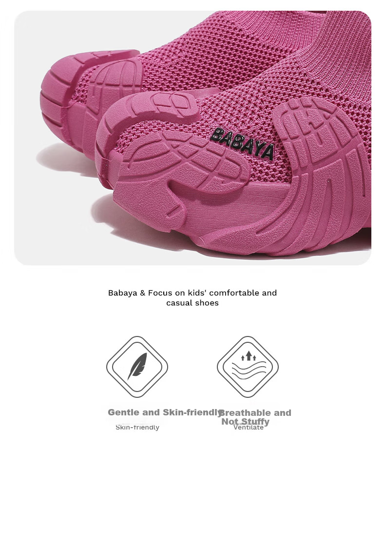 Babaya Children's Sports Shoes, Autumn Flyknit Shoes, Girls' Classic Style, Boys' Breathable Running Shoes, Beige, Size 28 3