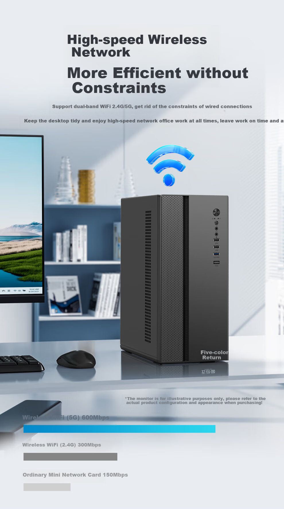 5-Colors Fish Mini Desktop Computer PC Office Home Use (AMD A10-7800, 16GB RAM, 1TB HDD, WIFI) 8