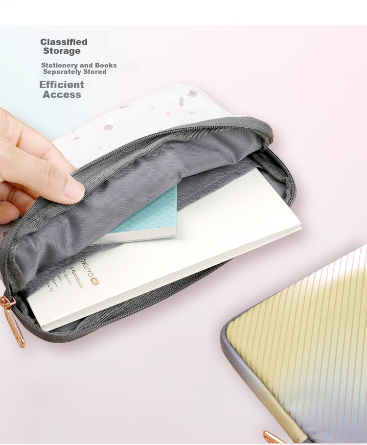 KOKUYO Imported ME Wild Account Flat Pouch Organizer Collection Stationery Bag Storage Bag Medium Size Berry Purple Plaid KME-LFPH201DV Back-To Season Large Capacity Student Party 9