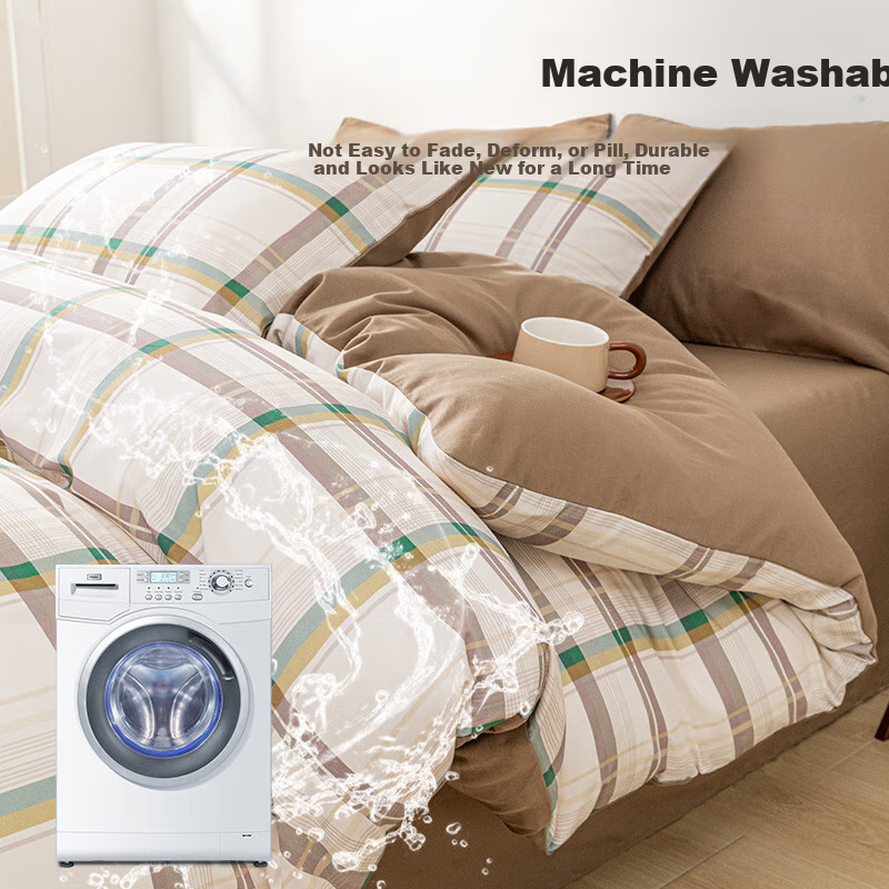Hengyuanxiang Pure Cotton Duvet Cover Single Piece Class A Antibacterial 100% Cotton Duvet Cover Bedding Quilt Cover Green Plaid 1.5*2m