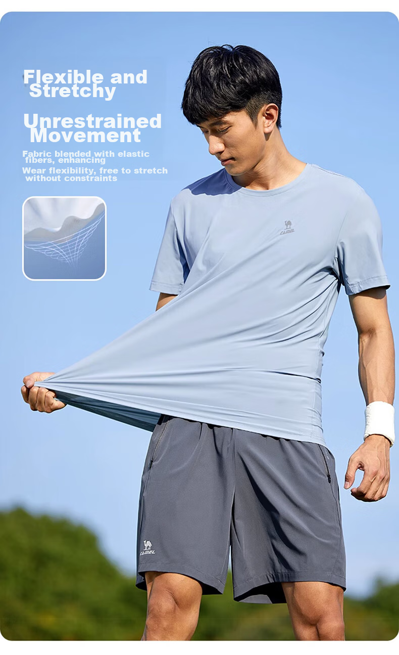 CAMEL Short-Sleeve T-Shirt for Men, New Summer Style, Loose-Fit Round Neck Outdoor Sportswear, Running Training Ultra-Thin Quick-Dry Top 4