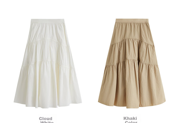 INMAN [Showroom Style] Original Yarn Sun Protection UPF100+ Pleated Skirt, Summer Umbrella Skirt, Cloud White, Size L 18