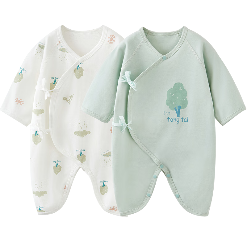 TONGTAI Baby Romper Spring And Autumn Pure Cotton Clothing Newborn Butterfly Onesie Bodysuit Monk Outfit Green 52cm