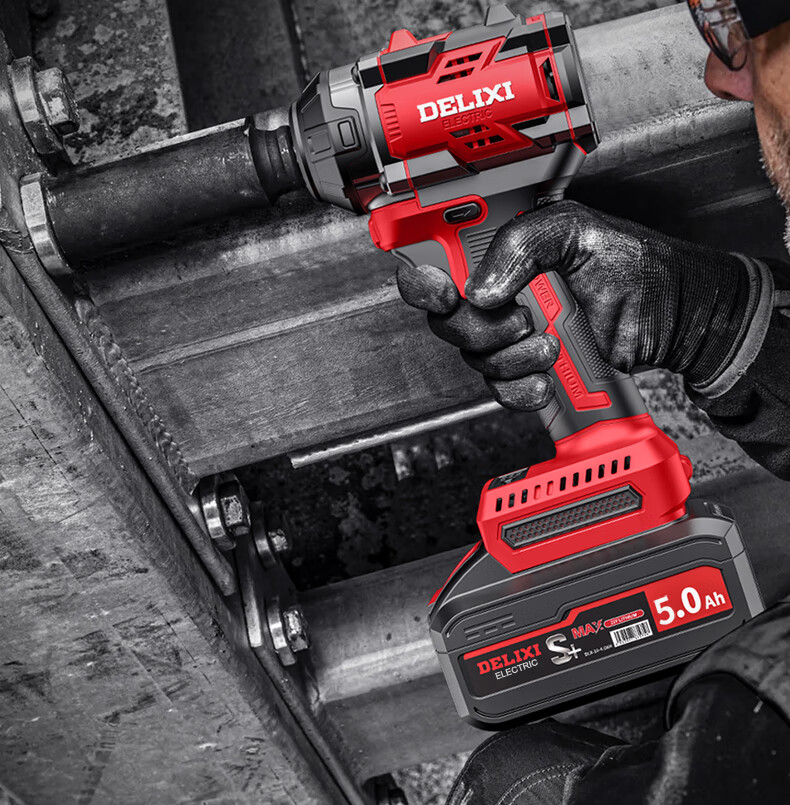 DELIXI ELECTRIC Brushless Impact Electric Wrench High Torque Cordless Lithium Battery Power Tool Rechargeable Air Gun 4.0Ah 3