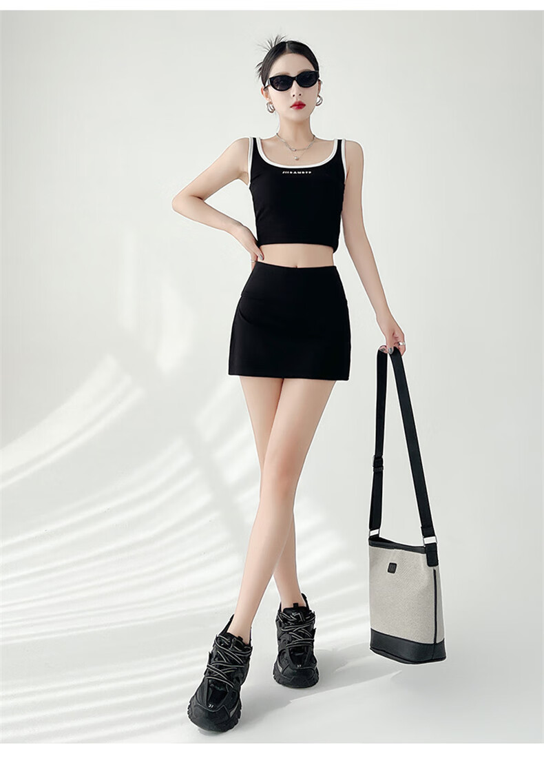 Langsha Split Sports Skirt Pants for Women 2026 New High Waist Slim Hip Hugging A-line Mini Skirt Anti-Exposure 16