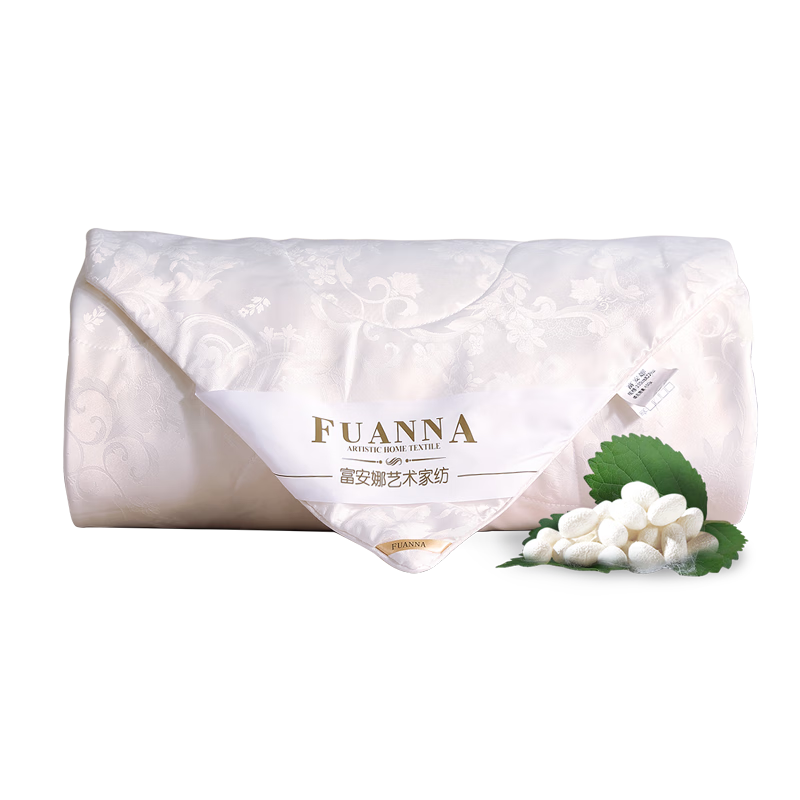 FUANNA Silk Quilt, 100% Mulberry Silk Summer Cooling Blanket, Single Dormitory Air Conditioning Thin Quilt, Gift, 2.6 Jin (1.3 Kg), 152x210cm