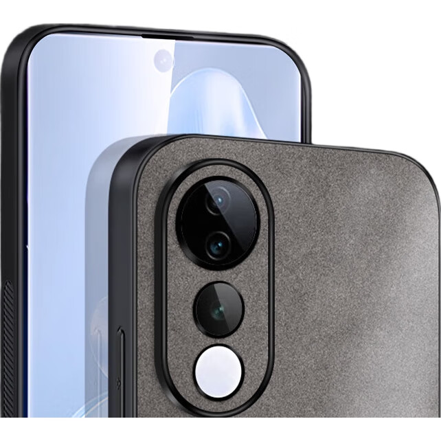 Чехол для телефона Shangsu для Vivo S19, противоударный, с полной защитой объектива, из силикона с внешним слоем из натуральной кожи ягненка, черный