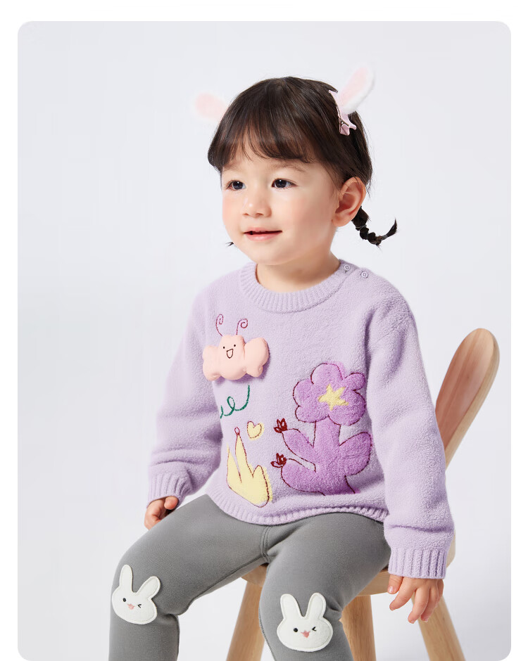 Balabala Baby Sweater Toddler Pullover Knitwear Boys Girls 2025 Winter New Cute Pattern Base Layer Shirt 5
