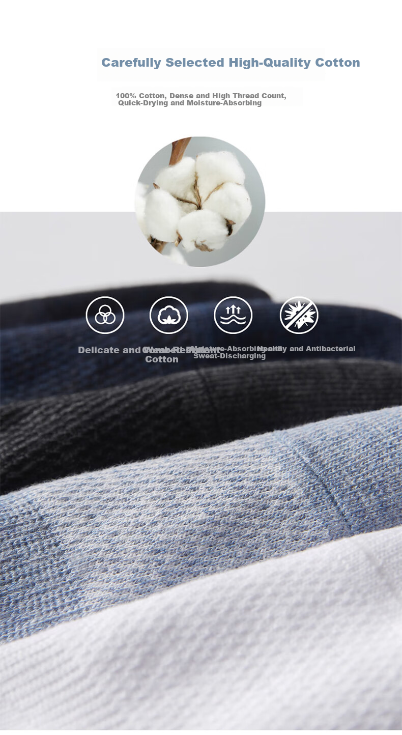 LangSha Men's Invisible Socks, Pure Cotton Men's Socks, Sweat-Absorbing Breathable Cotton Socks, Thin Full Cotton Short Socks, Men's Boat Socks, 6 Pairs 6