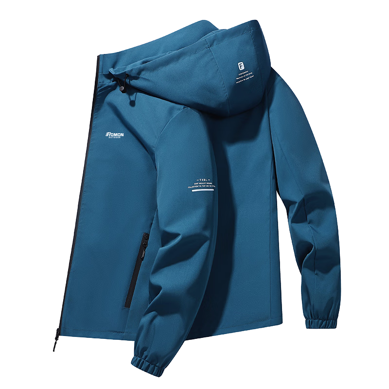 ROMON Men's Jacket Spring Autumn Trendy Outdoor Sports Casual Windproof Fleece Lined Coat JK01 Black L