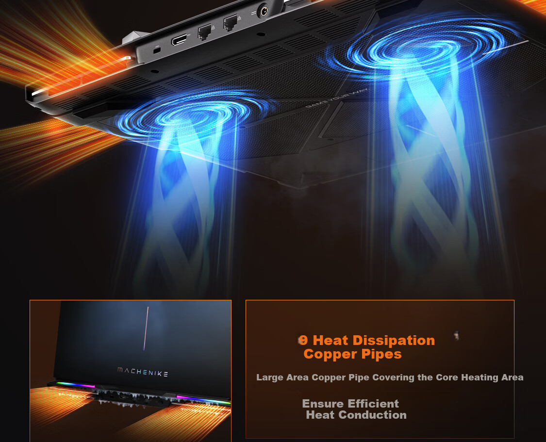 MACHENIKE Sunlight 18 Pro [RTX5080 Subsidies], 18-Inch Flagship AI Office Gaming Laptop (Core Ultra9 275HX 240Hz 32GB 2TB) 12
