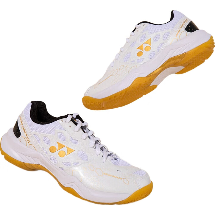 Кроссовки для бадминтона YONEX SHB101CR, мужские и женские, ударопоглощающие, для начинающих, размер 44, белый/золотой