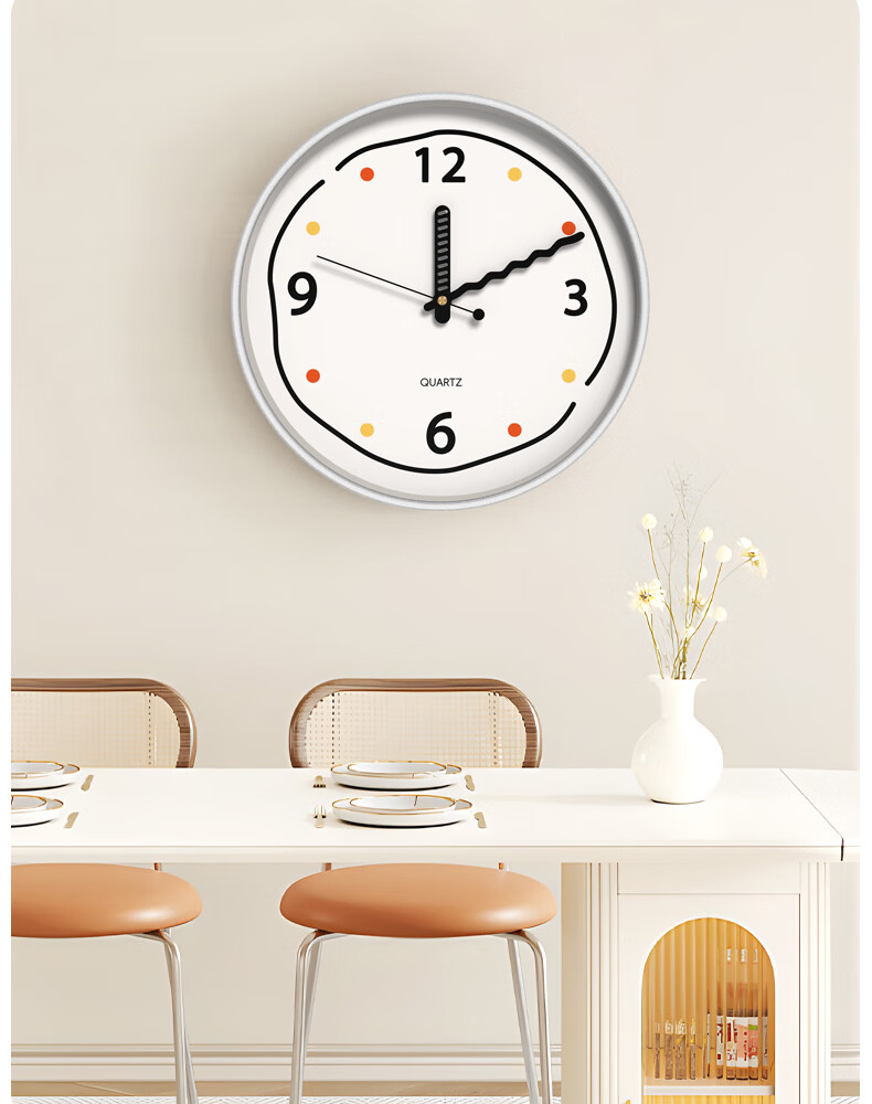 Zhong Xiaobai Wall Clock Living Room 2026 New Cream Style Home Decorative Creative Silent No-Drill Quartz Wall Clock 19