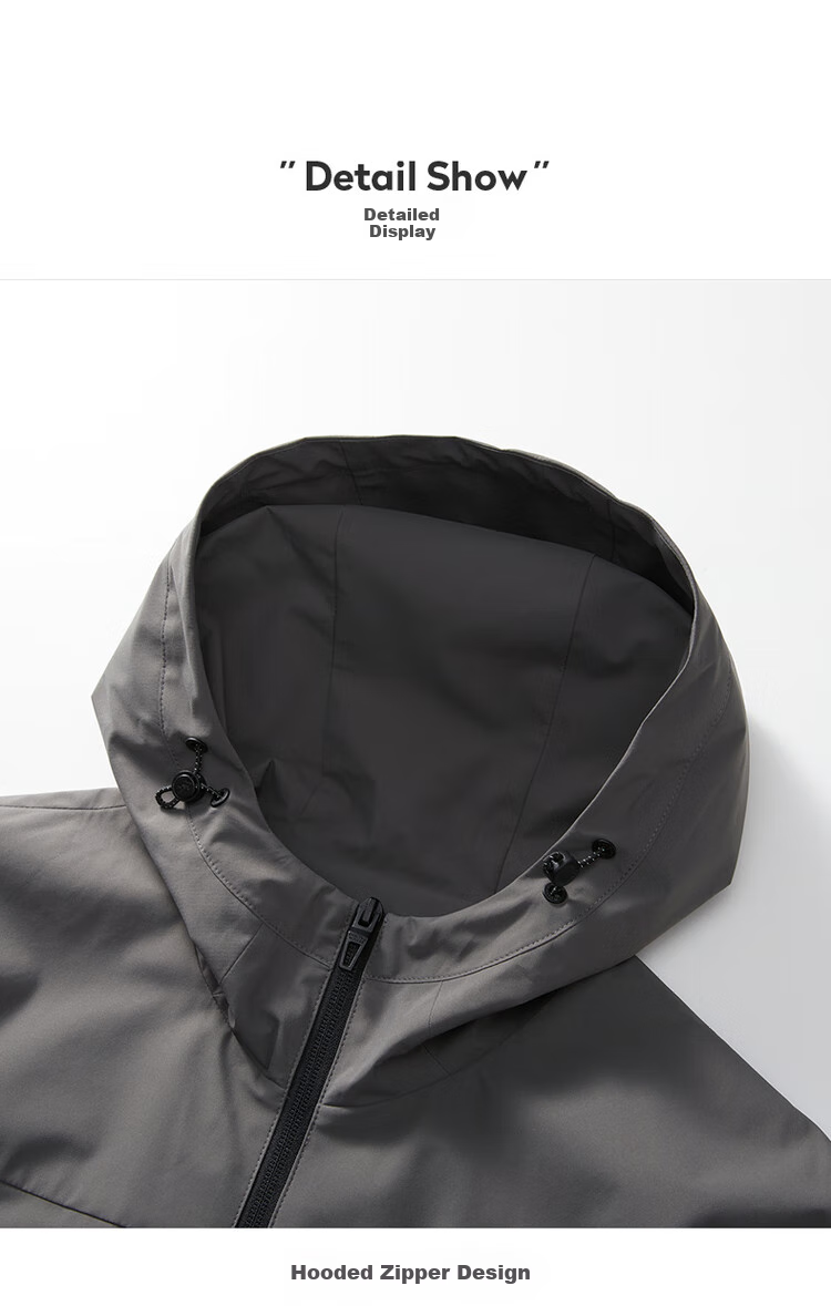 DANCING WOLVES [Sanfang Technology] Outdoor Hooded Jacket for Camping And Hiking, Men's Coat, 003 Medium Gray, Size S(165) 5