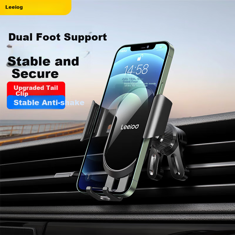 Leeioo Car Phone Holder, Universal Air Vent Mount for Car Navigation, Alloy Interior Accessory for Vehicles
